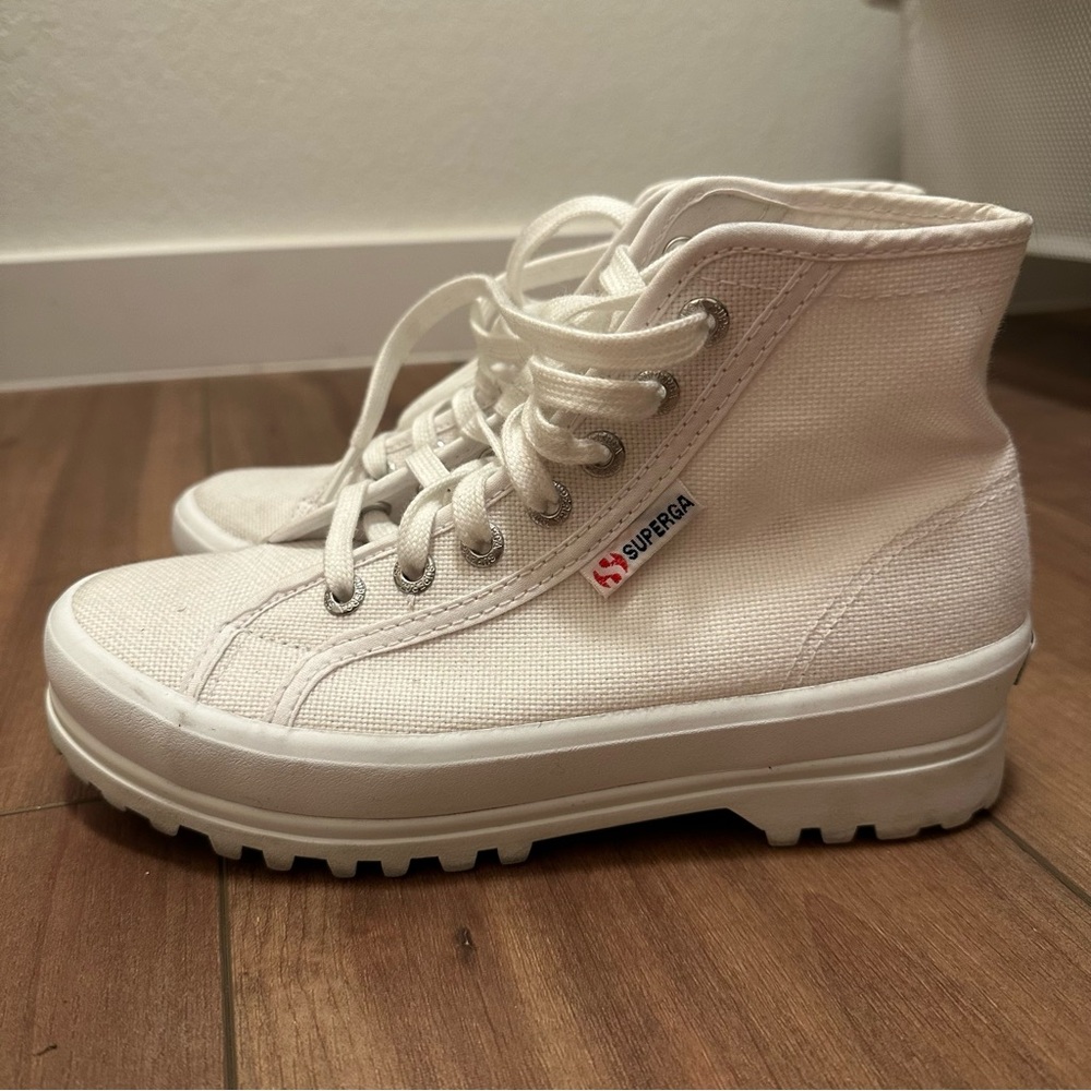 Superga Alpina White Lug Sole High Tops Size 6